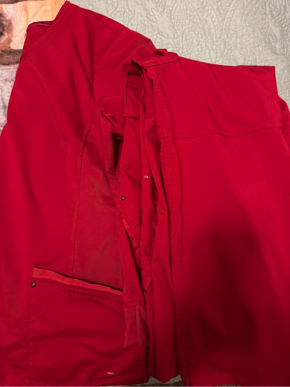healing hands Bright Red Boot Cut Scrub set
